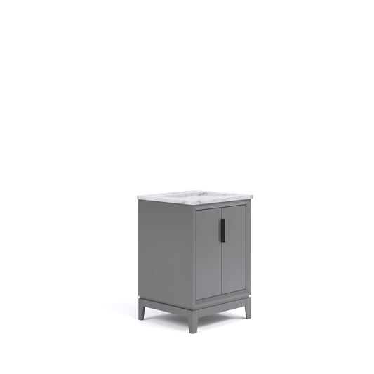 ELIZABETH 24"W x 34.25"H Cashmere Gray Single-Sink Vanity with Carrara White Marble Countertop