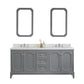 QUEEN 72"W x 34"H Cashmere Gray Double-Sink Vanity with Carrara Quartz Countertop + Faucets & Mirror (F2-0013)