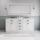 HARTFORD 72"W x 34"H Pure White Double-Sink Vanity with Carrara White Marble Countertop + Rectangular Mirror (L)