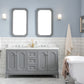 QUEEN 60"W x 34"H Cashmere Gray Double-Sink Vanity with Carrara Quartz Countertop + Mirror