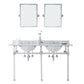 EMPIRE 60"W x 34"H  Double Washstand , P-Trap, Countertop with Sink, F2-0009 Faucet and Mirror included, in Chrome Finish