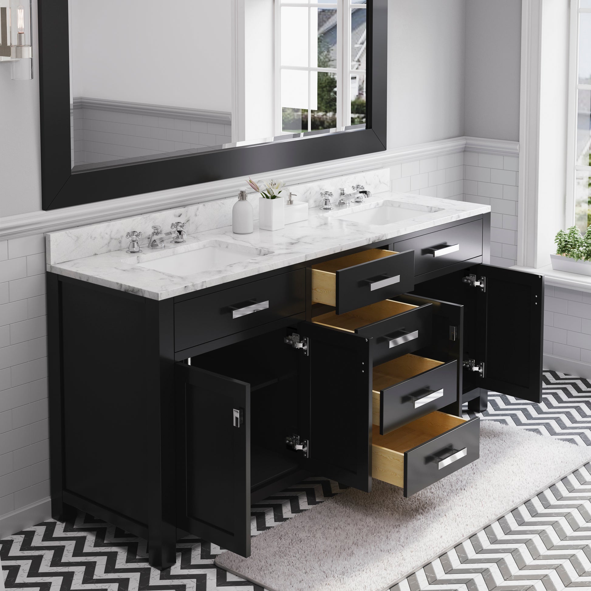 MADISON 72"W x 34"H Espresso Double-Sink Vanity + Mirror