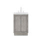 HUGO 24"W x 34.3"H Gray Oak Single-Sink Vanity with Carrara White Marble Countertop + Gooseneck Faucet