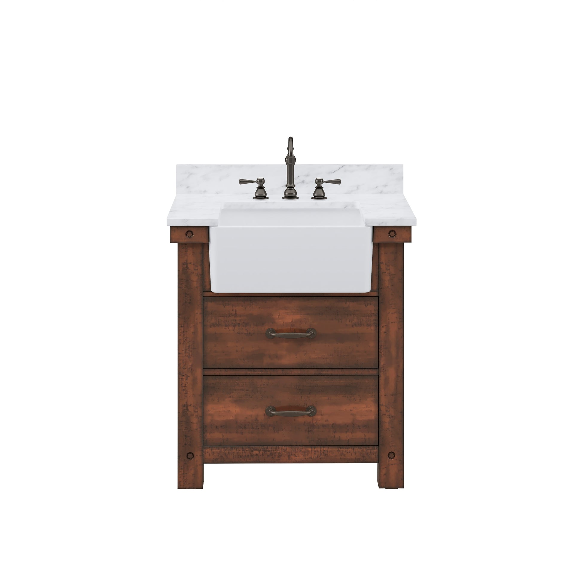 PAISLEY 31"W x 33"H Sierra Rustic Single-Sink Vanity with Carrara White Marble Countertop