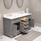 DERBY 60"W x 34"H Cashmere Gray Double-Sink Vanity with Carrara White Marble Countertop + Faucets & Mirrors