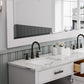 HARTFORD 72"W x 34"H Pure White Double-Sink Vanity with Carrara White Marble Countertop + Gooseneck Faucet and Mirror