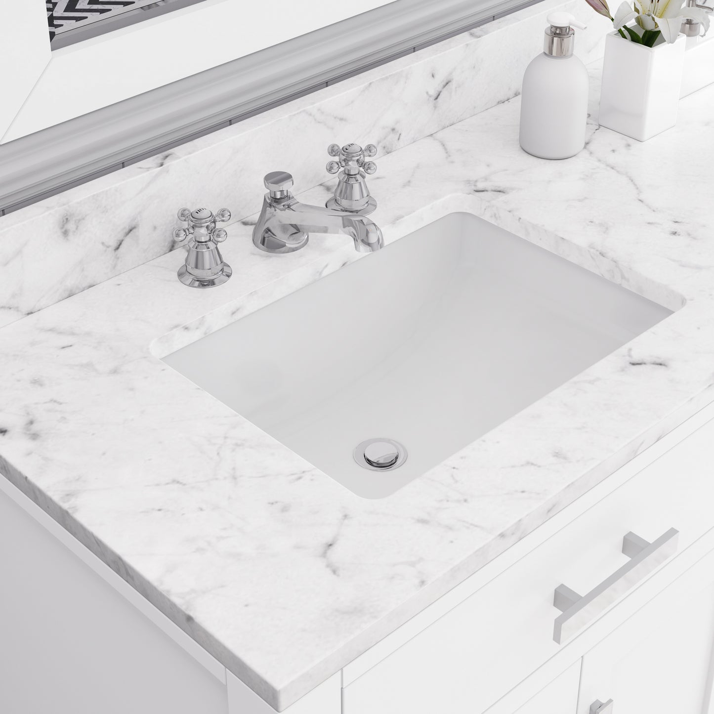 MADISON 72"W x 34"H Pure White Double-Sink Vanity + Faucets & Mirrors