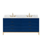 BRISTOL 72"W x 34"H Monarch Blue Double-Sink Vanity with Carrara White Marble Countertop