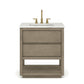 OAKMAN 72"W x 34.3"H Gray Oak Single-Sink Vanity with Carrara White Marble Countertop + Gold Faucets