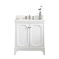 QUEEN 30"W x 34"H Pure White Single-Sink Vanity with Carrara Quartz Countertop + Faucets (F2-0013)