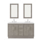 HUGO 60"W x 34.3"H Gray Oak Double-Sink Vanity with Carrara White Marble Countertop + Mirrors