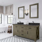 ABERDEEN 72"W x 34"H Grizzle Gray Double-Sink Vanity with Blue Limestone Countertop + Faucets & Mirrors