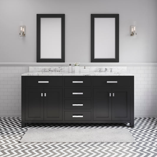 MADISON 72"W x 34"H Espresso Double-Sink Vanity + Faucets & Mirrors