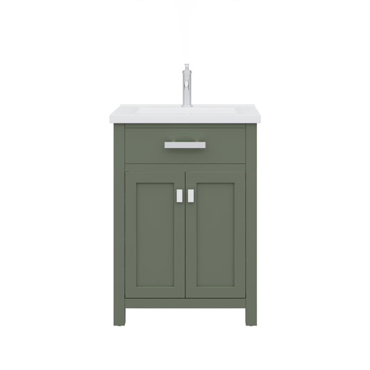 MYRA 24"W x 34"H Glacial Green Integrated Ceramic Sink Vanity