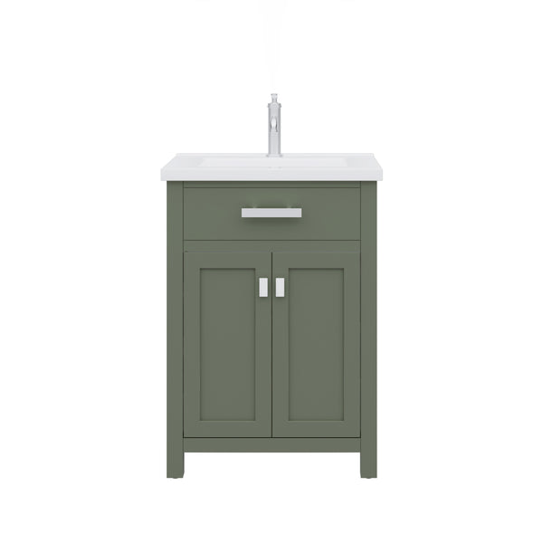 MYRA 24W x 34H Glacial Green Integrated Ceramic Sink Vanity