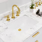 BRISTOL 60"W x 34"H Pure White Double-Sink Vanity with Carrara White Marble Countertop + Satin Gold Gooseneck Faucets