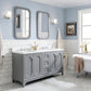 QUEEN 60"W x 34"H Cashmere Gray Double-Sink Vanity with Carrara Quartz Countertop + Faucets & Mirror (F2-0009-01-BX)