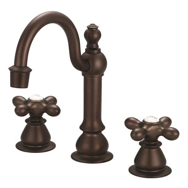 American 20th Century Classic Widespread Bathroom F2-0012 Faucets With Pop-Up Drain in Oil Rubbed Bronze Finish, With Metal Cross Handles, Hot And Cold Labels Included