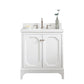 QUEEN 30"W x 34"H Pure White Single-Sink Vanity with Carrara Quartz Countertop + Faucets (F2-0012)