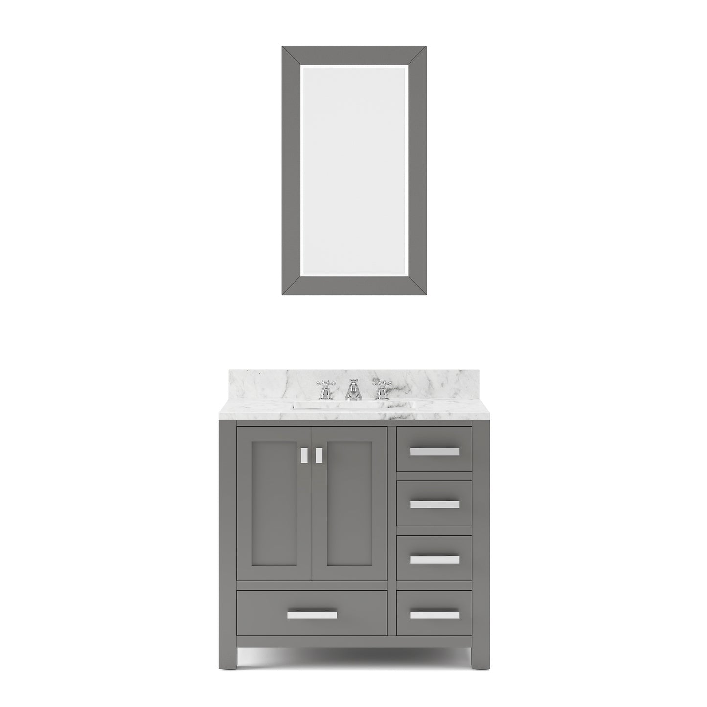 MADISON 36"W x 34"H Cashmere Gray Single-Sink Vanity + Faucets & Mirror