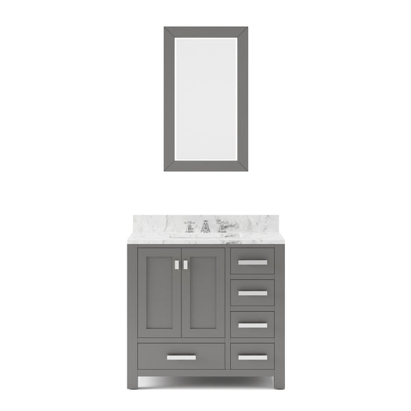 MADISON 36W x 34H Cashmere Gray Single-Sink Vanity + Faucets & Mirror