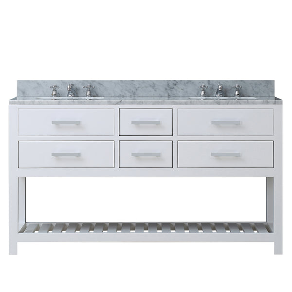 MADALYN 60W x 34H Pure White Double-Sink Vanity + Faucets