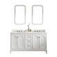 QUEEN 60"W x 34"H Pure White Double-Sink Vanity with Carrara Quartz Countertop + Mirror