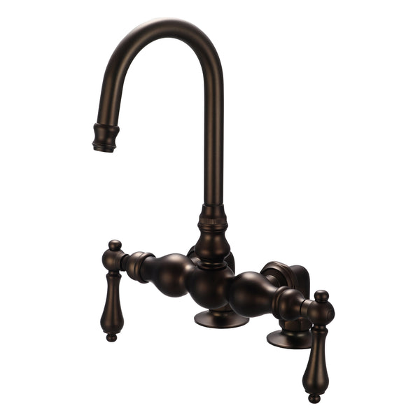 Vintage Classic 3.375 Center Deck Mount Tub Faucet With Gooseneck Spout & 2 Risers in Oil Rubbed Bronze Finish, With Metal Lever Handles Without Labels