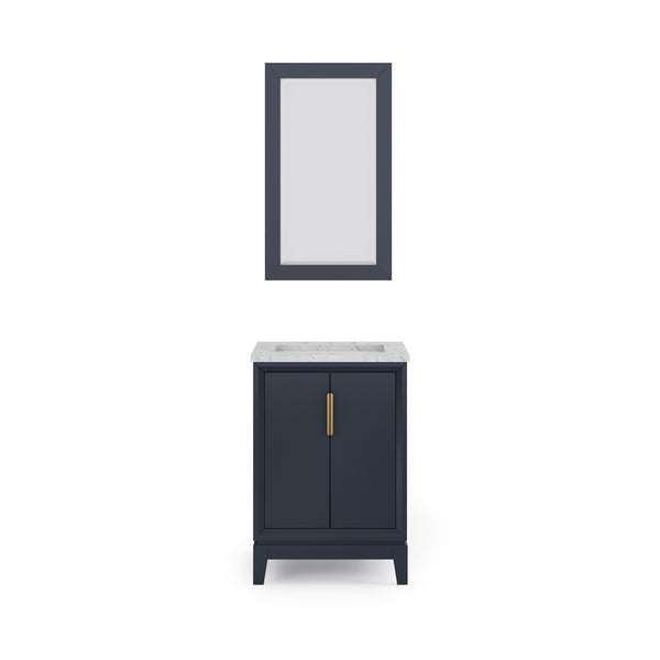 ELIZABETH 24W x 34.25H Monarch Blue Single-Sink Vanity with Carrara White Marble Countertop + Mirror