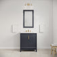 ELIZABETH 30"W x 34.25"H Monarch Blue Single-Sink Vanity with Carrara White Marble Countertop + Faucets & Mirror (F2-0013-06-FX)