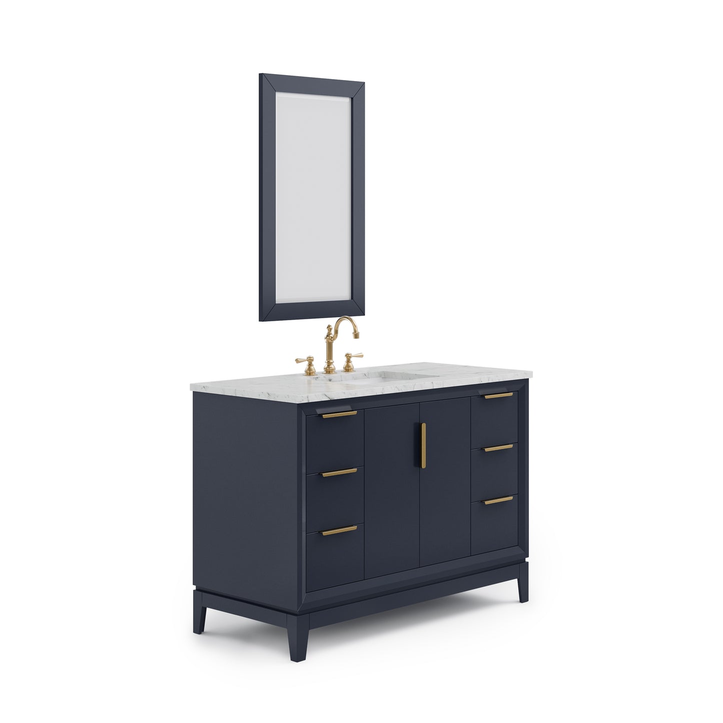 ELIZABETH 48"W x 34.25"H Monarch Blue Single-Sink Vanity with Carrara White Marble Countertop + Faucets & Mirror (F2-0012-06-TL)