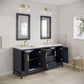 ELIZABETH 72"W x 34.25"H Monarch Blue Double-Sink Vanity with Carrara White Marble Countertop