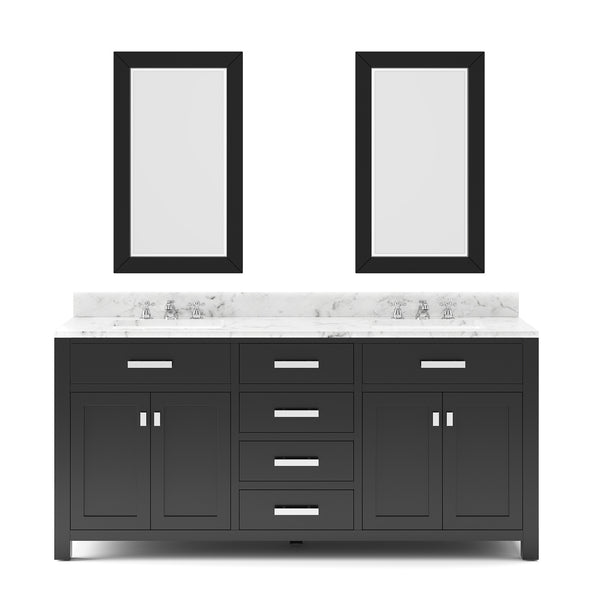 MADISON 72W x 34H Espresso Double-Sink Vanity + Faucets & Mirrors