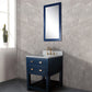 MADALYN 24"W x 34"H Monarch Blue Single-Sink Vanity with Carrara White Marble Countertop + Faucets & Mirror (F2-0012)