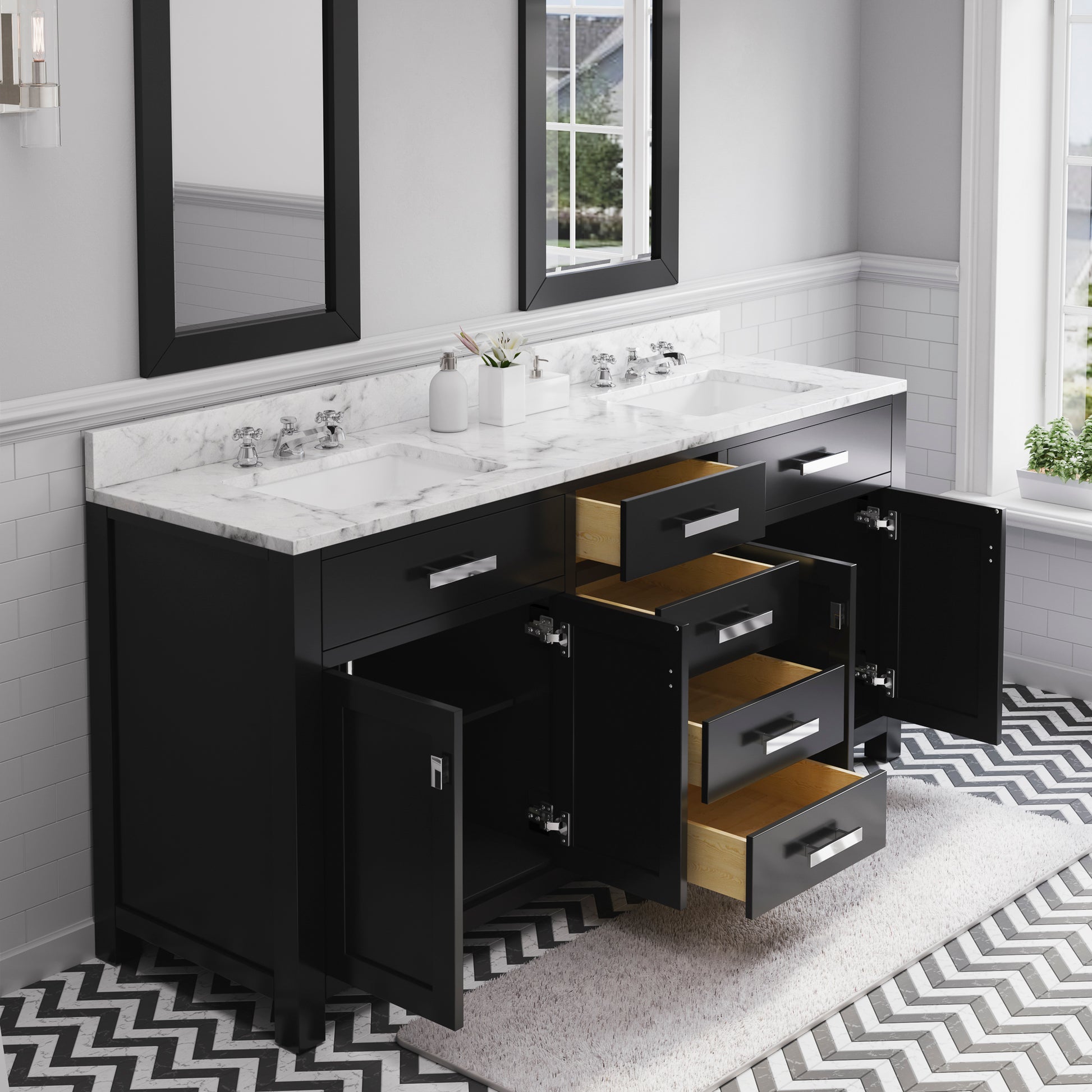 MADISON 72"W x 34"H Espresso Double-Sink Vanity + Faucets