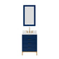 BRISTOL 24"W x 34"H Monarch Blue Single-Sink Vanity with Carrara White Marble Countertop + Rectangular Mirror (S)