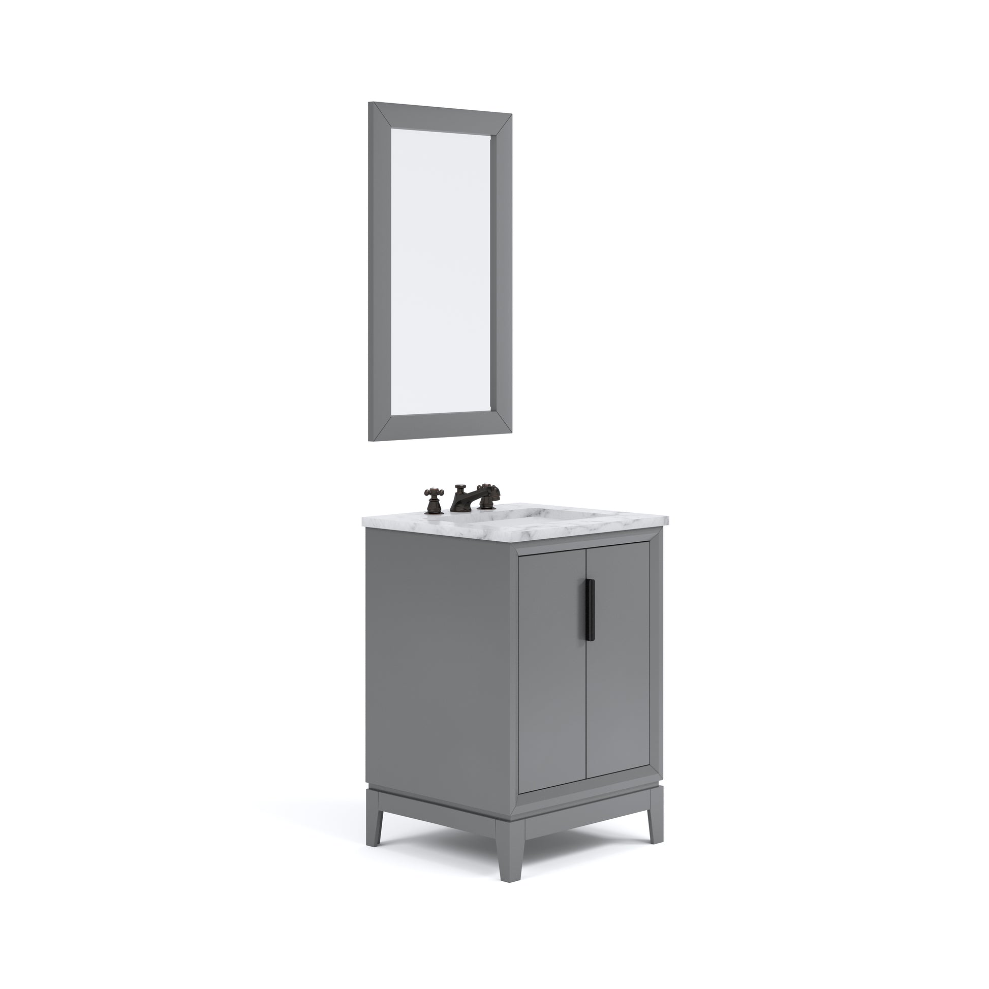 ELIZABETH 24"W x 34.25"H Cashmere Gray Single-Sink Vanity with Carrara White Marble Countertop + Faucets & Mirror (F2-0009-03-BX)