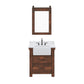 PAISLEY 31"W x 33"H Sierra Rustic Single-Sink Vanity with Carrara White Marble Countertop + Hook Faucet and Mirror