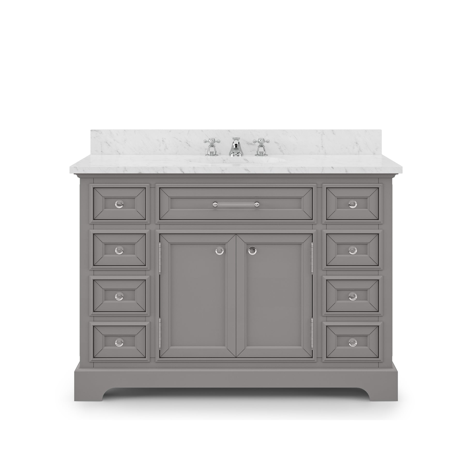 DERBY 48"W x 34"H Cashmere Gray Single-Sink Vanity with Carrara White Marble Countertop