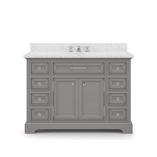 DERBY 48"W x 34"H Cashmere Gray Single-Sink Vanity with Carrara White Marble Countertop