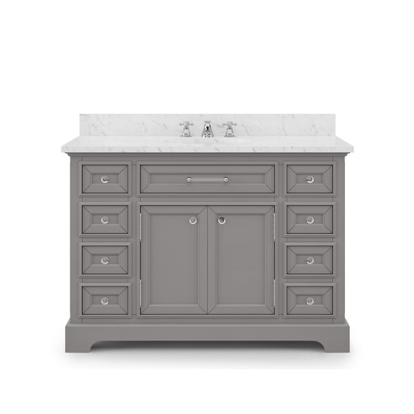 DERBY 48W x 34H Cashmere Gray Single-Sink Vanity with Carrara White Marble Countertop