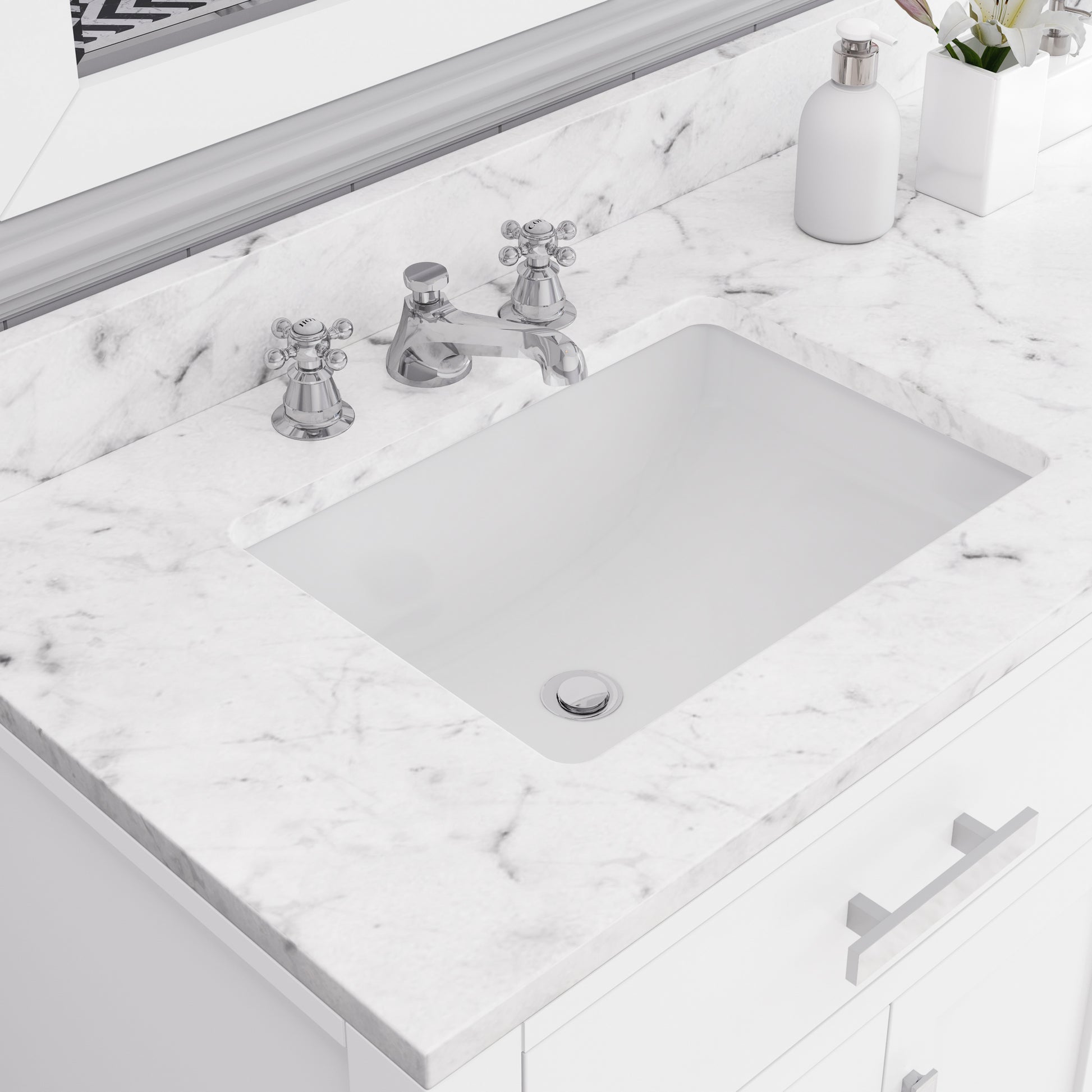 MADISON 72"W x 34"H Pure White Double-Sink Vanity + Faucets