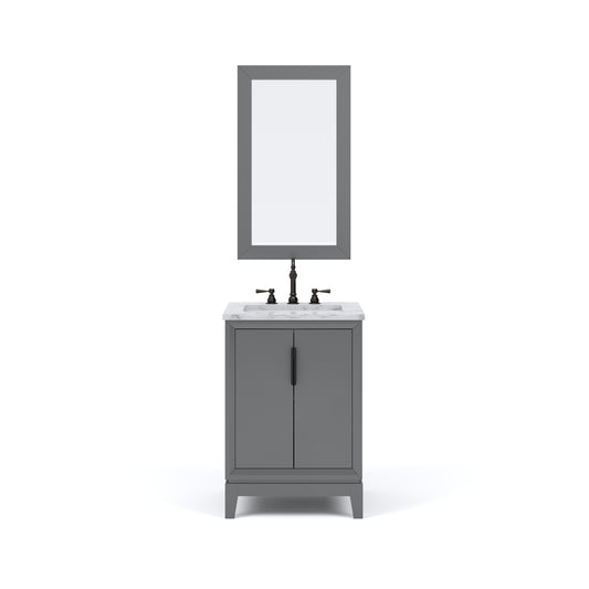 ELIZABETH 24"W x 34.25"H Cashmere Gray Single-Sink Vanity with Carrara White Marble Countertop + Faucets & Mirror (F2-0012-03-TL)