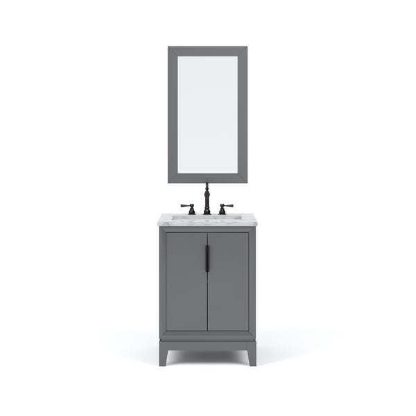 ELIZABETH 24W x 34.25H Cashmere Gray Single-Sink Vanity with Carrara White Marble Countertop + Faucets & Mirror (F2-0012-03-TL)