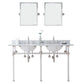 EMPIRE 60"W x 34"H  Double Washstand , P-Trap, Countertop with Sink, F2-0012 Faucet and Mirror included, in Polished Nickel Finish