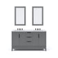 ELIZABETH 60"W x 34.25"H Cashmere Gray Double-Sink Vanity with Carrara White Marble Countertop + Faucets & Mirror (F2-0009-03-BX)