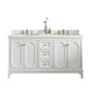 QUEEN 60"W x 34"H Pure White Double-Sink Vanity with Carrara Quartz Countertop + Faucets (F2-0013)