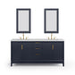 ELIZABETH 72"W x 34.25"H Monarch Blue Double-Sink Vanity with Carrara White Marble Countertop + Faucets & Mirror (F2-0012-06-TL)