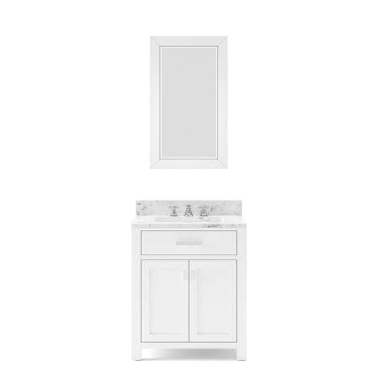 MADISON 30"W x 34"H Pure White Single-Sink Vanity + Mirror