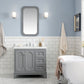 QUEEN 36"W x 34"H Cashmere Gray Single-Sink Vanity with Carrara Quartz Countertop + Faucets & Mirror (F2-0013)